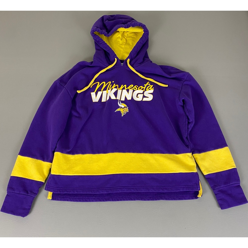 Minnesota Vikings Hoodie Women's Medium Purple Yellow NFL Team Apparel EUC